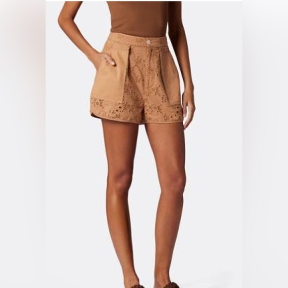 NWT Joie 100% Cotton Lawren Eyelet Tan Shorts - Picture 2 of 8